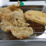 天ぷらのひらお - お好み定食（830円）の豚、安納芋