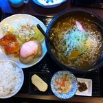 カレーうどん専門店 がんばり屋 - がんばりやBセット、肉をトッピング。お得度・満足度高し！