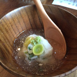 ひとしずく - 蒸物。寒鰆かぶら蒸し。