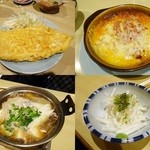 Akahoshi - 玉子焼き￥400/ポテトとチーズのピザ風￥500/肉ドーフ￥600/山芋千切り￥400