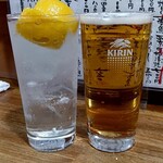 ふうすけ - いつもの生ビール一番搾り650円と生レモンサワー480円