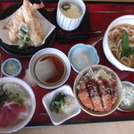 和食麺処 サガミ 小松店 - 彩りご膳。天ぷら・茶わん蒸し・マグロ丼・味噌カツ丼・うどんと、なんでもあります(^_-)-☆