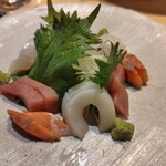 全席個室 楽蔵 - お造り3種盛り合わせ