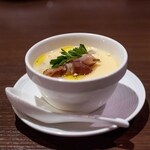 日本酒Dining 根岸 川木屋 - 2026.3 お通し（380円）ホタルイカの冷製茶碗蒸し