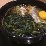 立呑み よもだそば - 料理写真:ポパイそば@税込640円、生卵@税込60円