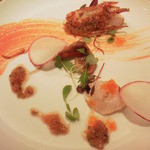 pas à pas... - 前菜１・赤エビとイイダコの赤いサラダ仕立て