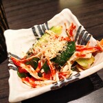 個室居酒屋 地鶏坊主 - 蒸し鶏の梅和え