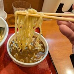 めん和正 - 麺をつけ汁に浸けた感じ。スープを持ち上げすぎないのが良い塩梅。