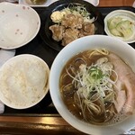 こばやし - 限定の福山市田尻産あさりをのせたらーめん、ランチセット唐揚げ