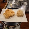 天源・天ぷら専門店 - 海老・帆立かきあげ定食(左:海老かきあげ、右:帆立)