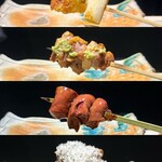 炭火いわ田 - ねぎ身
もも肉
きも
マッシュルームのチーズがけ