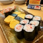 や台ずし - カニ風サラダ軍艦　たまご　カニ風サラダ細巻