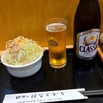 豚丼のはなとかち - キャベツ、ビール
