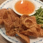 開楽 - こちらもおつまみで頼んだ餃子の皮を揚げたもの　お酒進みます