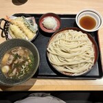 久兵衛屋 - 料理写真:肉つけ汁うどん天ぷら5種盛り＋みぞれ