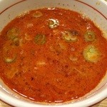 地球の中華そば - 坦々つけそばのつけ汁　2015年2月