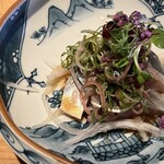 酒と蕎麦 まき野 - 鯵のたたき薬味いっぱい
