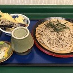 文殊 - ざるそば　茄子天とイカ天