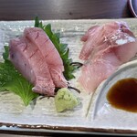 くろくまさん - お刺身、ヨコワ、ヒラアジ