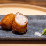 温石 - 2025.2 焼津産太刀魚と蓮根の包み揚げ 塩 本わさび