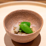 温石 - 2025.2 お口直し（スナップエンドウと新ごぼうの胡麻酢浸し）