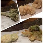 石臼挽き手打 蕎楽亭 - 2015.2 季節天婦羅 空豆、菜の花、蕗の薹、白子、