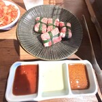 焼肉すだく - 肉寿司牛タンネギ「緑」結び