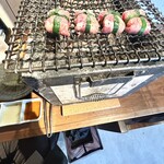 焼肉すだく - 肉寿司牛タンネギ「緑」結び