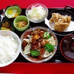 中国亭 - 夜の定食　回鍋肉定食　税込1,060円