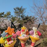 宮島うまいもの館 - クッキー付ソフトクリーム：500円 ×3