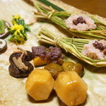 千松しま - お赤飯、いちじく、椎茸、里芋、みずの実、百合根とガリ（2012/11）