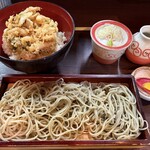 蕎麦見世のあみ - 白海老かき揚げ丼とざる蕎麦