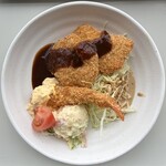 吉泉食堂 - チキンカツ＆エビフライ＆ポテサラ@アップ！