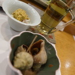 千春鮨 - つぶ煮、カニミソ