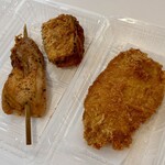 あんず お肉の工場直売所 - 料理写真:豚ロースかつとナスのはさみ揚げと山賊焼き