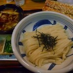 手造りうどん 楽々 - 鴨汁ざるうどん+ちくわ天