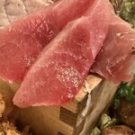 OHASHI - アイルランド産　天然本マグロ中トロ,バチマグロ赤身、ビンチョウマグロ蓄養本マグロの刺身