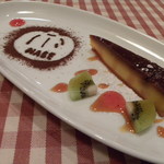 10時間オムライス専門店 ビストロ かぼちゃのNABE - かぼちゃのプリン。ココアのデコが可愛い。