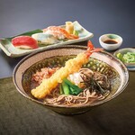 大海老おろしそばと寿司セット