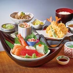 お刺身天ぷら定食　お得な茶碗蒸し付