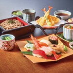 寿司天ざるそば和膳【7貫】