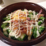 シシリヤ - アスパラのカルボナーラ シャキシャキ美味なり アップ