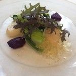 食の円居 なず菜 - 焼き帆立と春菜のｻﾗﾀﾞ　柑橘ｼﾞｭﾚ添え