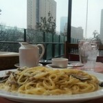 トラットリア グランボッカ - 5種のキノコとベーコンの生クリームソース（生パスタ：大盛り）　