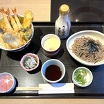 和食さと - 料理写真:春爛漫天丼御膳（ミニざるそば）