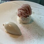 TRATTORIA CREATTA - 桜とイチゴのモンブラン　アーモンドミルクのジェラート