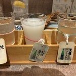 越前鮮魚と炭火焼き 炭と魚 - 地酒3種味比べ