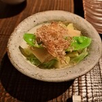 番外 鳥ばか一代 - 春野菜のお通し。出しが良い味。