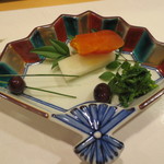 新ばし 星野 - 今年は自家製のカラスミでした。少し食べてしまいました。