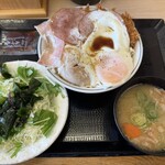 かつや - 料理写真:ウルトラエッグロースカツ丼に豚汁サラダセット追加
